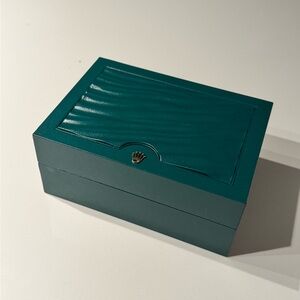 Rolex Teal Presentation Box with Gold Crown Accent